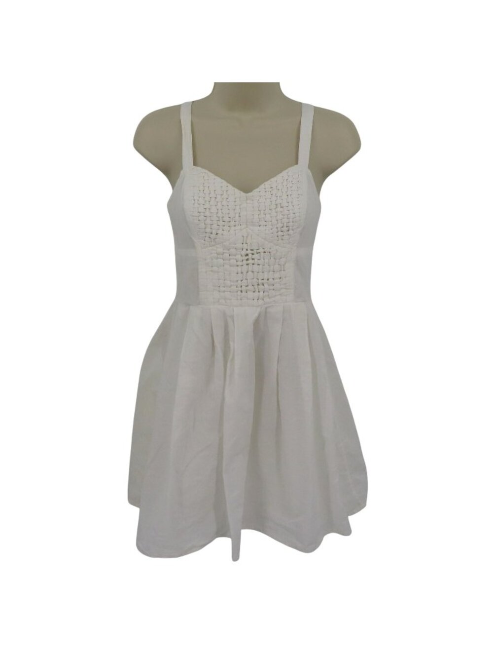 French Connection Women 2 White Woven Bust Sweetheart Sleeveless Sundress Dress